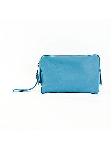Bottega Veneta Blue Leather Clutch Bag Pouch (view 1)