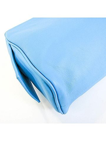 Bottega Veneta Blue Leather Clutch Bag Pouch (view 2)