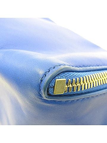 Bottega Veneta Blue Leather Clutch Bag Pouch (view 2)