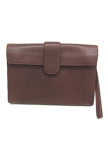 Delvaux Brown Leather Clutch Bag (view 1)