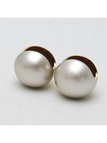 Louis Vuitton Gold Silver Metal Ball Stud Earrings (view 2)