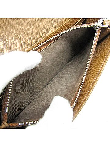 Prada Saffiano Light Brown Leather Long Wallet (Bi-Fold) (view 2)