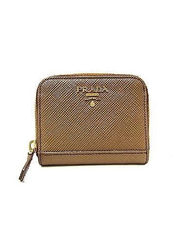 Prada Saffiano Brown Leather Coin Purse/Coin Case (view 1)