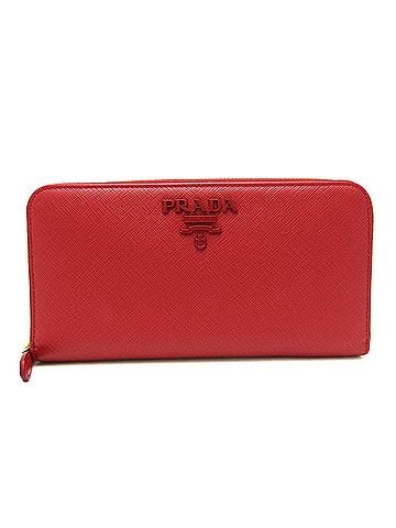 Prada Saffiano Red Color Leather Long Wallet (Bi-Fold) (view 1)
