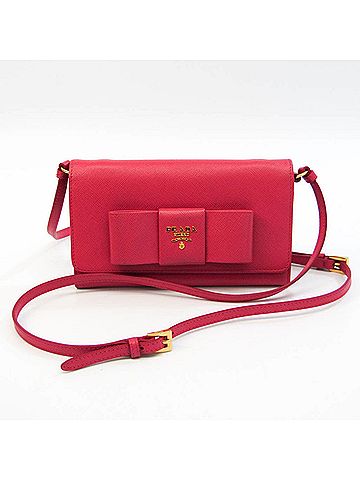 Prada Saffiano Peonia Leather Chain/Shoulder Wallet (view 1)