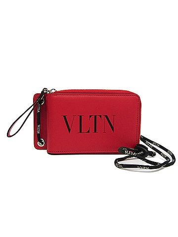 Valentino Garavani Black Red Color Leather Chain/Shoulder Wallet (view 1)