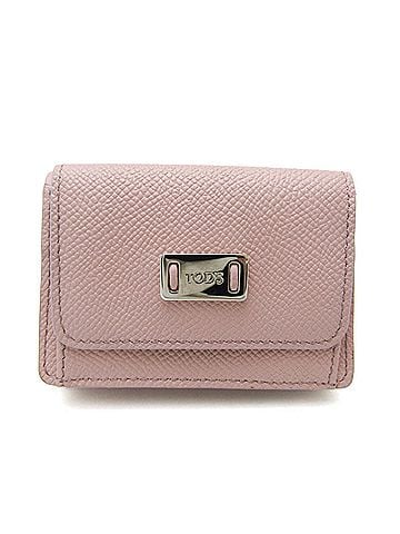Tod's Pink Beige Red Color Leather Long Wallet (Tri-Fold) (view 1)