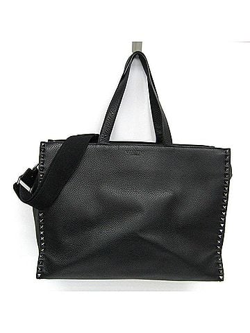Valentino Garavani Black Leather Shoulder Bag Tote Bag (view 1)