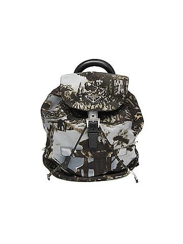 Prada Gray Khaki Brown Nylon Backpack (view 1)