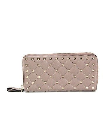 Valentino Garavani Pink Beige Leather Long Wallet (Bi-Fold) (view 1)