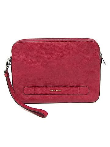 Dolce & Gabbana Basic Red Color Leather Clutch Bag (view 1)