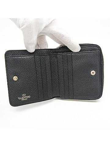 Valentino Garavani Black Leather Wallet (Bi-Fold) (view 2)
