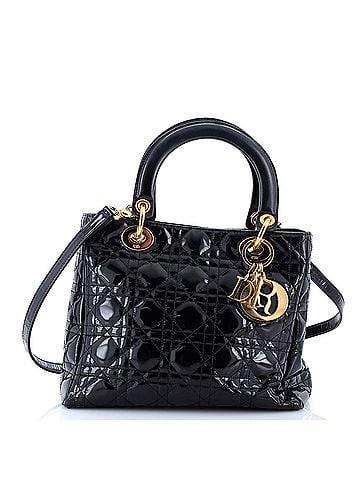 Christian Dior Vintage Lady Dior Bag Cannage Quilt Patent Medium (view 1)