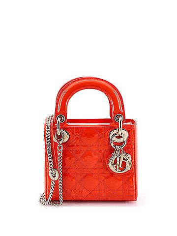 Christian Dior Lady Dior Chain Bag Cannage Quilt Patent Mini (view 1)