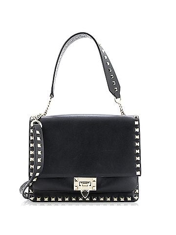 Valentino Garavani Rockstud Flip Lock Flap Top Handle Bag Leather Small (view 1)