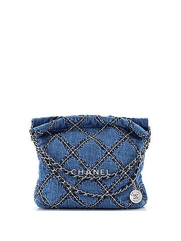 Chanel 22 Chain Hobo Quilted Stitched Denim Small (view 1)