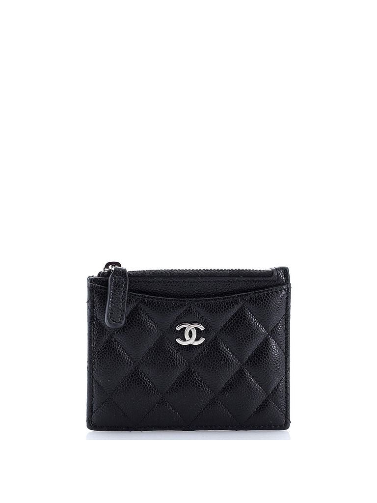 Chanel 100% Leather Black CC Zip Card Holder Quilted Caviar One size - photo 1