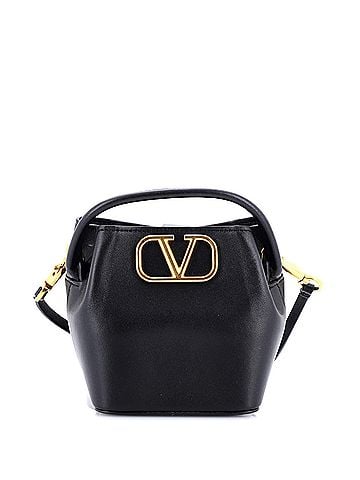 Valentino Garavani VLogo Convertible Top Handle Bucket Bag Leather Mini (view 1)
