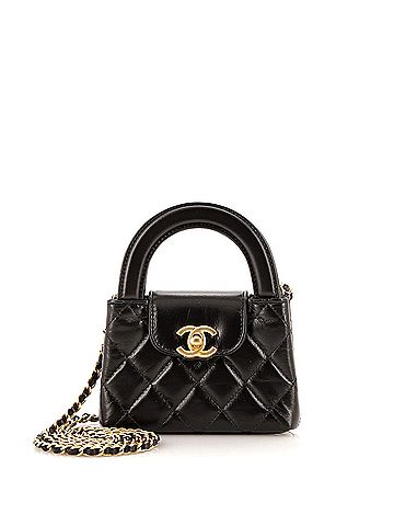 Chanel Kelly Top Handle Clutch with Chain Quilted Shiny Aged Calfskin (view 1)