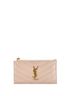 Saint Laurent 100% Leather Tan Monogram Fragments Zip Card Holder Matelasse Chevron Leather One size - photo 1