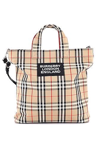 Burberry Artie Convertible Tote Bag Vintage Check Canvas (view 1)