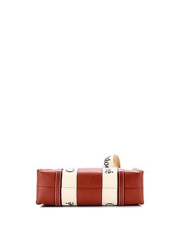 Chloé Woody Tote Leather with Canvas Medium (view 2)