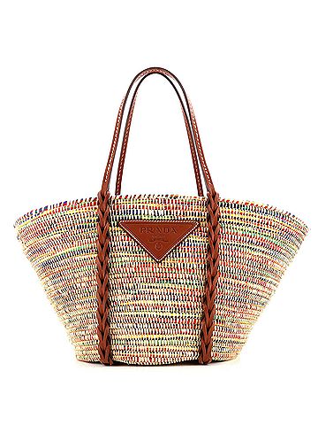 Prada Basket Tote Woven Raffia with Leather Medium (view 1)