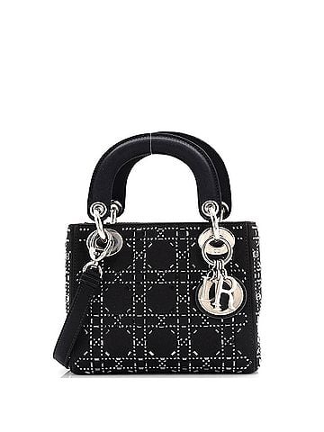 Christian Dior Lady Dior Bag Crystal Embellished Cannage Quilt Satin Mini (view 1)