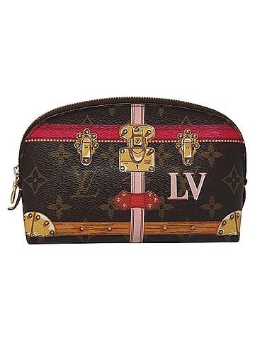 Louis Vuitton Cosmetic Pouch Brown Canvas Clutch Bag (view 1)