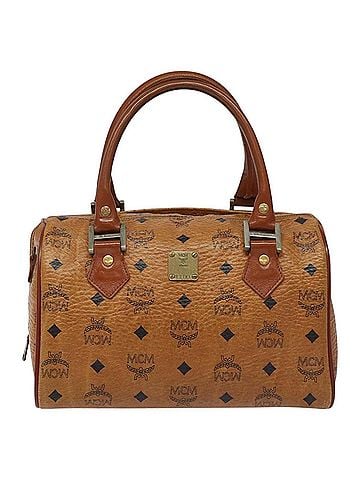 MCM Visetos Brown Canvas Handbag (view 1)