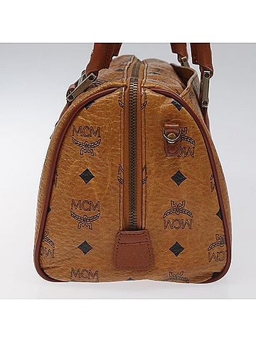 MCM Visetos Brown Canvas Handbag (view 2)