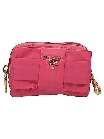 Prada Ribbon Pink Synthetic Clutch Bag (view 1)