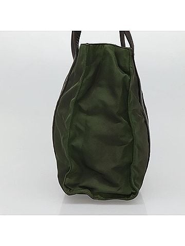 Prada Triangle Logo Khaki Synthetic Tote Bag (view 2)