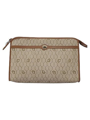 Dior Honeycomb Beige Canvas Clutch Bag (view 1)