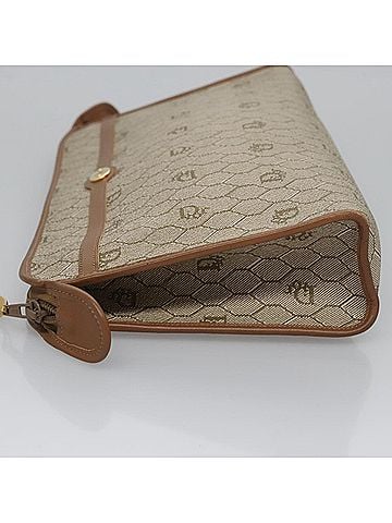 Dior Honeycomb Beige Canvas Clutch Bag (view 2)