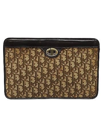 Dior Trotter Brown Canvas Clutch Bag (view 1)