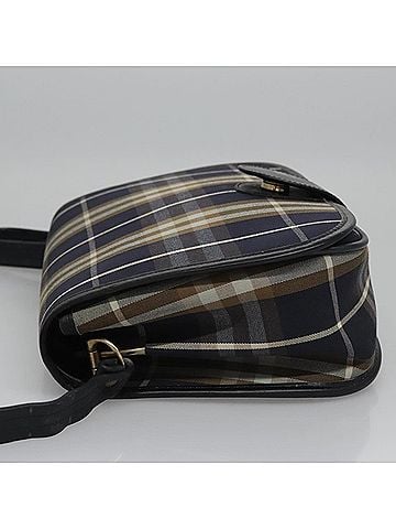 Burberry Nova Check Navy Canvas Shoulder Bag (view 2)