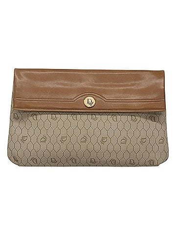 Dior Honeycomb Beige Canvas Clutch Bag (view 1)