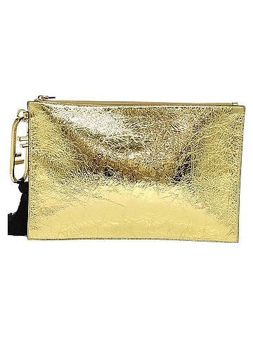 Fendi Ff Gold Patent Leather Clutch Bag (view 1)