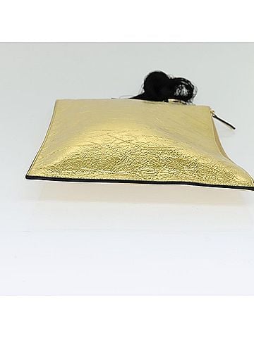 Fendi Ff Gold Patent Leather Clutch Bag (view 2)