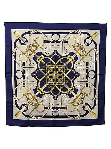 Hermès Carré 90 Blue Silk Scarf (view 1)