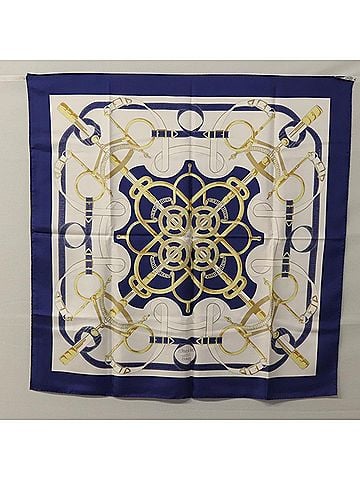 Hermès Carré 90 Blue Silk Scarf (view 2)