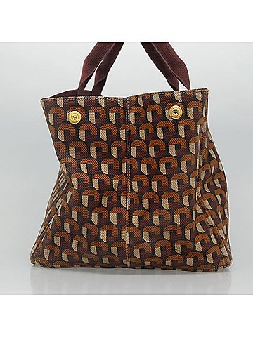 Prada Brown Canvas Tote Bag (view 2)