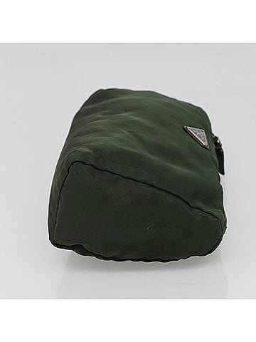 Prada Cosmetic Pouch Green Synthetic Clutch Bag (view 2)