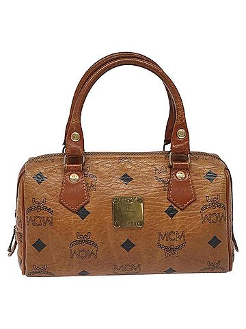 MCM Visetos Brown Canvas Handbag (view 1)