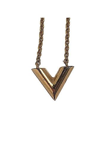 Louis Vuitton Essential V Gold Metal Necklace Jewelry (view 2)