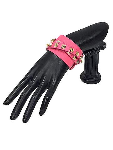 Valentino Garavani Rockstud Pink Leather Bracelet Jewelry (view 2)