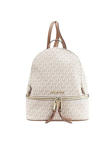 Michael Kors Rhea White Canvas Backpack Bag (view 1)