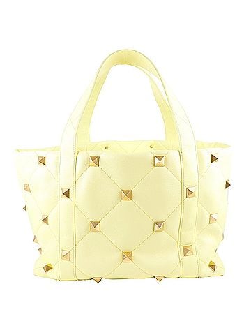 Valentino Garavani Roman Stud Yellow Pony-Style Calfskin Tote Bag (view 2)