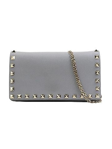 Valentino Garavani Rockstud Grey Leather Shoulder Bag (view 1)